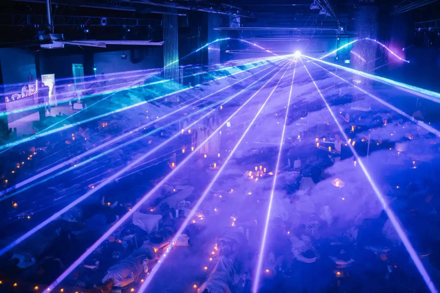 Crowd under laser beams